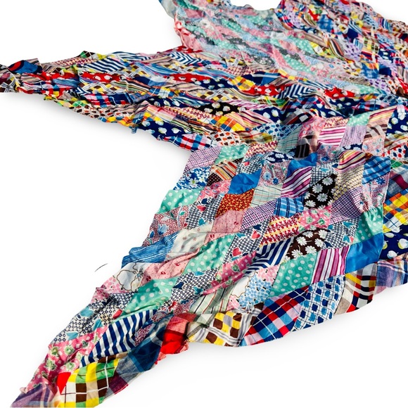 Vintage Antique Colorful Patchwork Quilt Star Hand Stitched - Picture 2 of 8